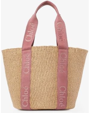 Chloé Woody Raffia Shoulder Bag - Natural