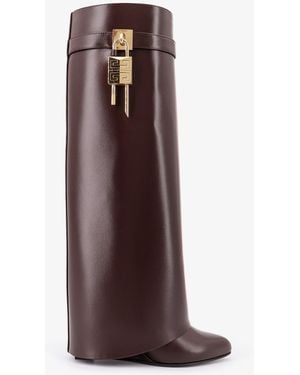 Givenchy Shark Lock Leather Boots - Purple