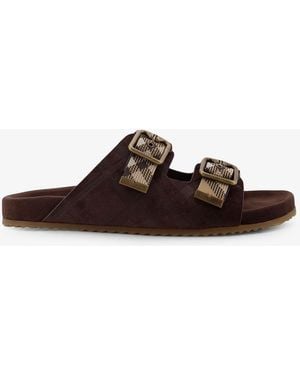 Burberry Urchin Suede Sandals - Brown