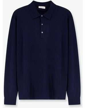 Bramani Cashmere Cotton And Silk Blend Polo Shirt - Blue