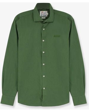 MC2 Saint Barth Ice Cotton Shirt With Embroidered Logo On The Front - Green