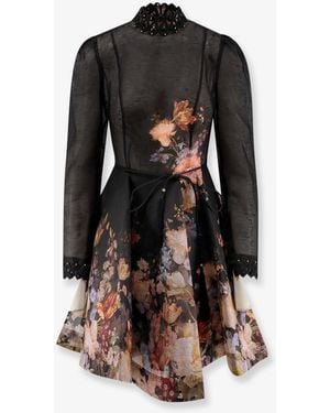 Zimmermann Valiant Embellish Mini Linen And Silk Dress - Black