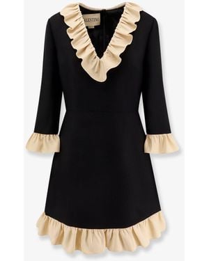 Valentino Wool And Silk Short Dress - Black