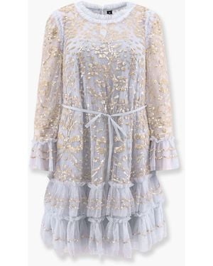 Needle & Thread Mini Dress With Sequins Embroidery - White