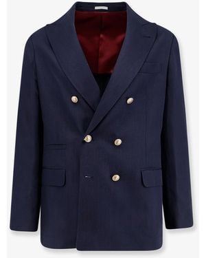 Brunello Cucinelli Silk And Linen Blazer - Blue