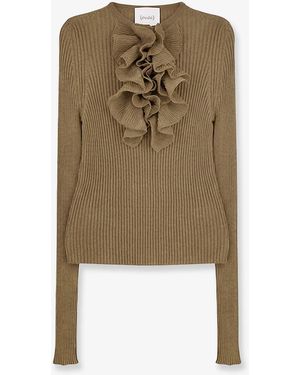 Nude Ribbed Cotton-Blend Sweater - Natural