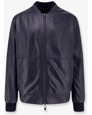 Corneliani Reversible Leather Jacket - Blue