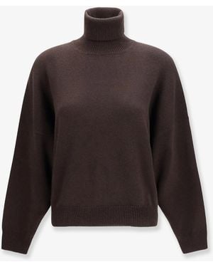 Brunello Cucinelli Cashmere Turtleneck With Monili Detail On The Back - Brown
