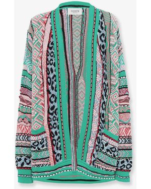 Laneus Jacquard Cotton Cardigan - Green