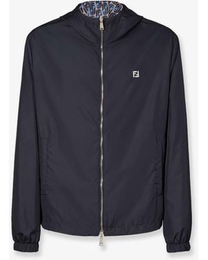 ジャケット FENDI Navy Blue Stretch Cotton Jacket Vintage FENDI Jacket Fringed Denim Jacket Women Blue Jean
