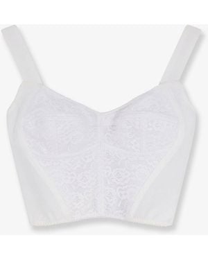 Dolce & Gabbana Bustier Top With Lace Inserts - White