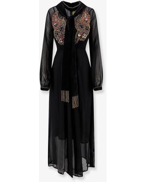 PHILIPPA 1970 Sutton Viscose Dress With Sequin And Rhinestone Embroidery - Black