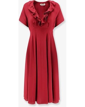 Alberta Ferretti Viscose Dress With Rouches - Red