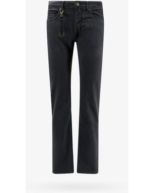 Incotex Stretch Cotton Trouser With Back Suede Logo Patch - Black