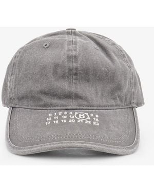 MM6 by Maison Margiela Cotton Hat With Embroidered Numeric Logo - Grey