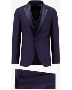 Tagliatore Virgin Wool And Silk Tuxedo With Vest - Blue