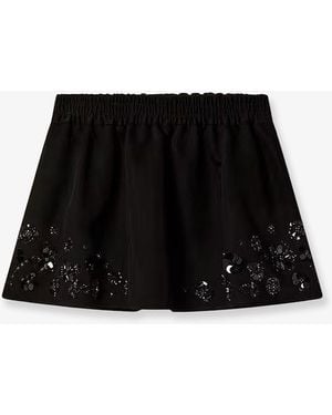 Golden Goose Cotton Blend Midi Skirt With Floral Sequin And Crystal Details - Black