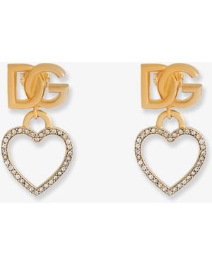 Dolce & Gabbana Meatl Earrings With Rhinestones - Metallic