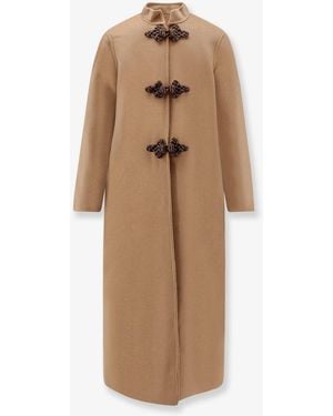 PHILIPPA 1970 Harriet Wool Coat With Frogs - Natural