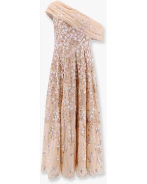 Needle & Thread One-Shoulder Long Dress With Embroidery - Pink