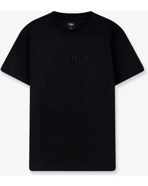 Fendi Slim Fit Cotton T-Shirt - Black