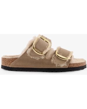 Birkenstock Arizona Big Buckle Shearling Sandals - Natural