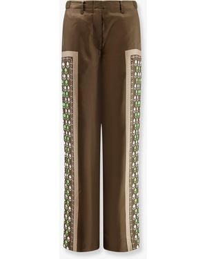 Tory Burch Printed Wide-Leg Pants - Natural