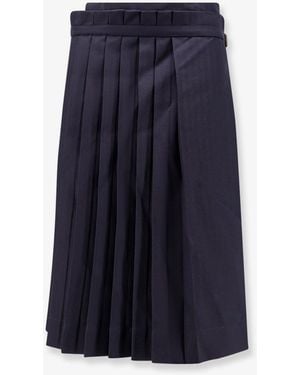 Dries Van Noten Sim Pleated Wool Midi Skirt - Blue