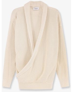 Laneus Cotton Jumper With Crossed Neckline - White