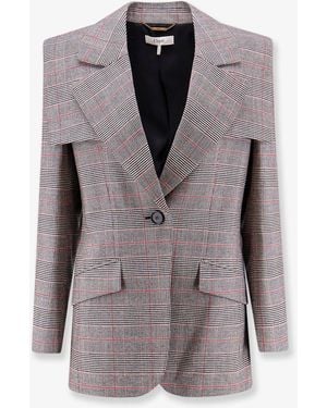 Chloé Prince Of Wales Wool Blazer - Gray