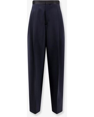 Bottega Veneta Wool Trousers With Satin Waistband - Blue