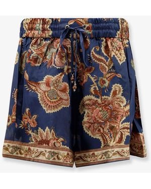 Zimmermann Aster Relaxed Silk Bermuda Shorts - Blue