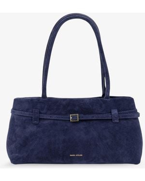 MANU Atelier Le Cambon East West Suede Shoulder Bag - Blue
