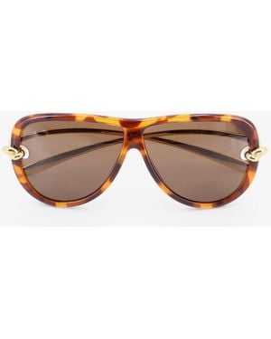 Bottega Veneta Knot Aviator Acetate Sunglasses - Brown