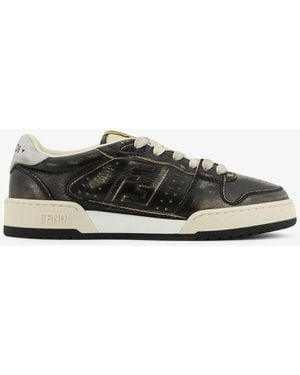 Fendi Match Leather Trainers - Black