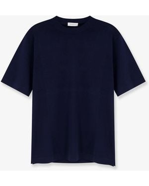 Bramani Cashmere Cotton And Silk Blend T-Shirt - Blue
