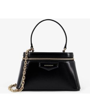 Givenchy Vanity Antigona Leather Handbag With Lettering Logo On The Front - Black