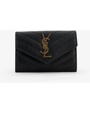 Saint Laurent Cassandre Leather Wallet - Black