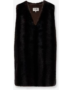 MM6 by Maison Martin Margiela Faux Shearling Short Dress - Black