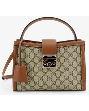 Gucci Padlock Handbag With Shoulder Strap - Brown