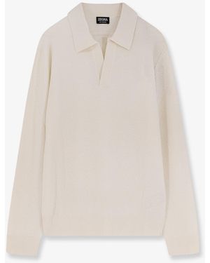 ZEGNA Jacquard Cashmere Polo Jumper - White