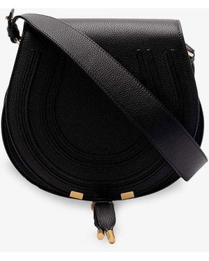 Chloé Marcie Saddle Leather Crossbody Bag - Black