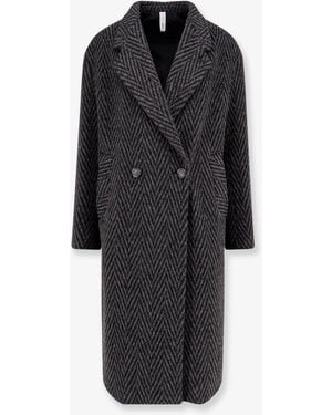 Hevò Santa Cesarea Wool Blend Coat - Black