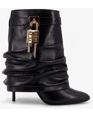 Givenchy Shark Lock Stiletto Leather Ankle Boots - Black