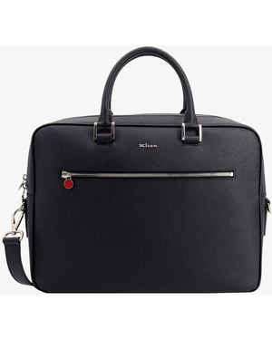 Kiton Leather Work Bag - Black