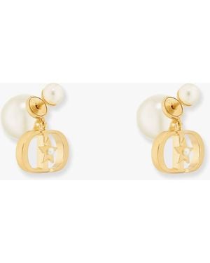 Dior Tribales Meatl Earrings With Resin Pearl - Metallic
