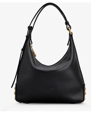 Tod's Mini Bag Metal Dots Leather Shoulder Bag - Black