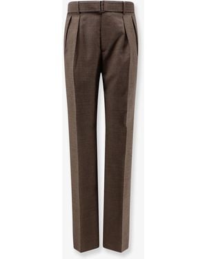 Tagliatore Nevil Virgin Wool Trousers With Belt - Brown
