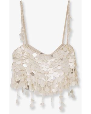 retroféte Eudora Top With Macro-Sequins - White