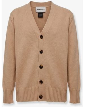 Amaranto Wool And Cashmere Blend Cardigan - Natural